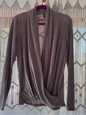 Anthropologie Taupe Knit Wrap Sweater